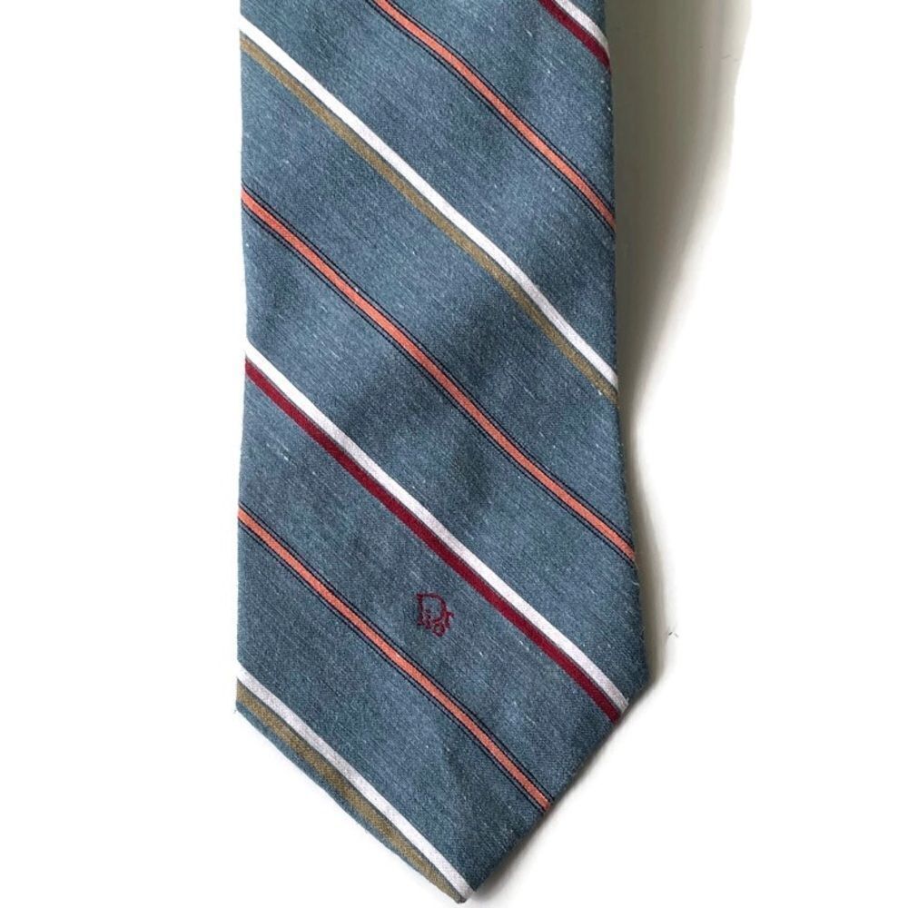 Vtg. Christian Dior Striped Blue Tie
